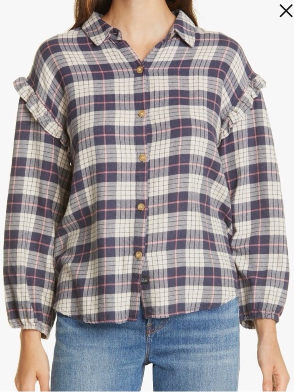 Rails Willow Button Up Plaid Shirt In Almond Pink Navy Size S
